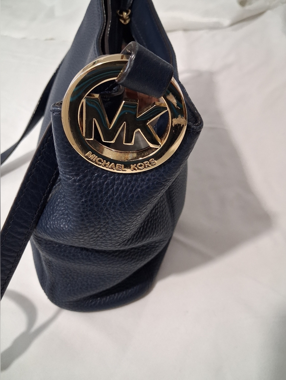 Michael Kors Navy Pebbled Leather Crossbody Bag - Picture 3 of 11